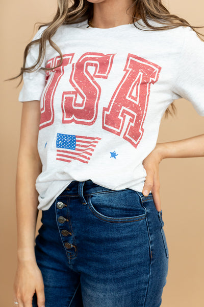 USA Graphic Tee in Ash