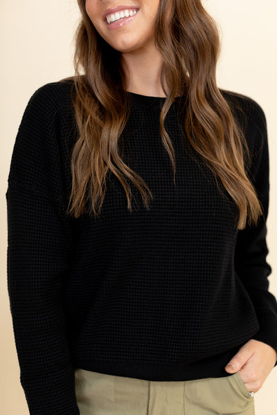 Kodi Textured Sweater in Black