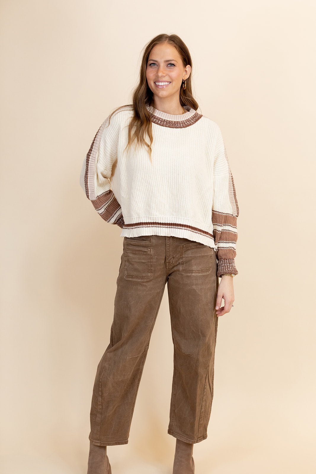 Ensley High Rise Barrell Jean in Coffee