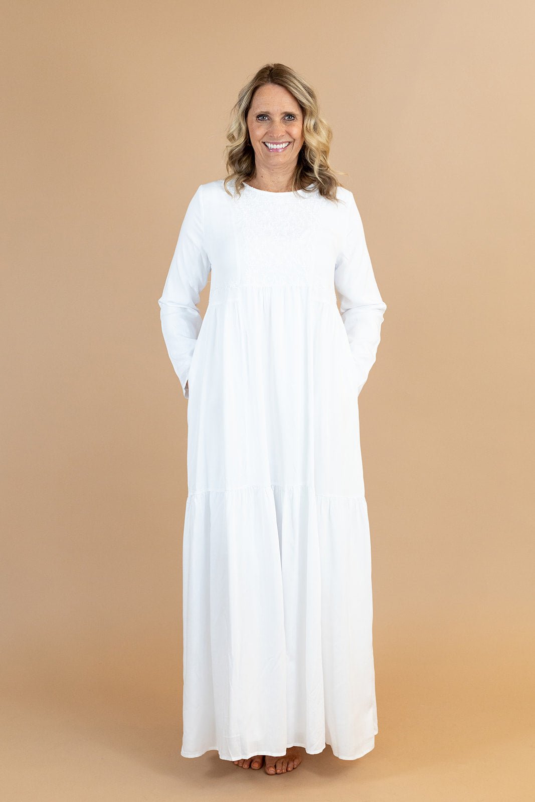 Clare Temple Dress — white LDS temple dress, view 4