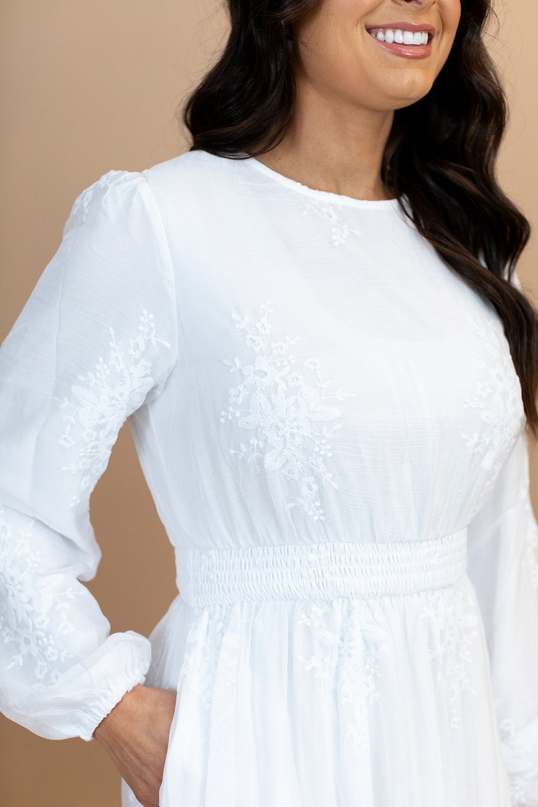 Florence petite temple dress — white LDS temple dress, view 5
