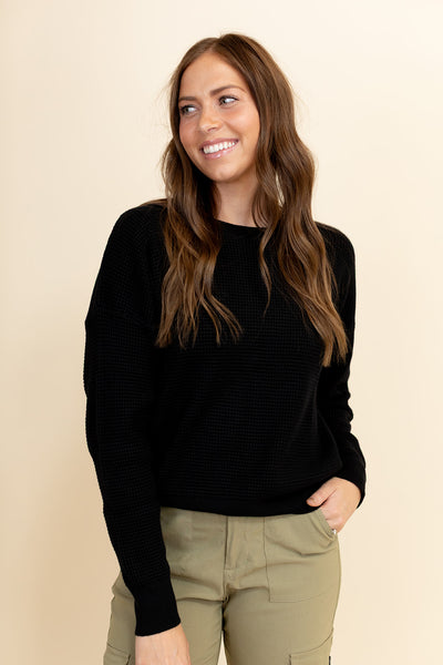 Kodi Textured Sweater in Black
