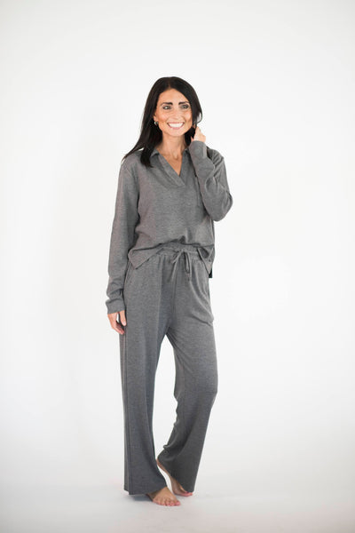 Shanda Ribbed Set in Charcoal