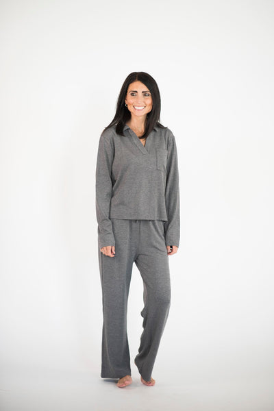 Shanda Ribbed Set in Charcoal