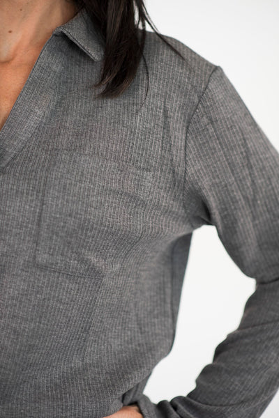 Shanda Ribbed Set in Charcoal