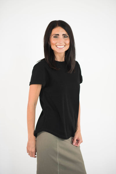 Barry Cuffed Sleeve Top in Black