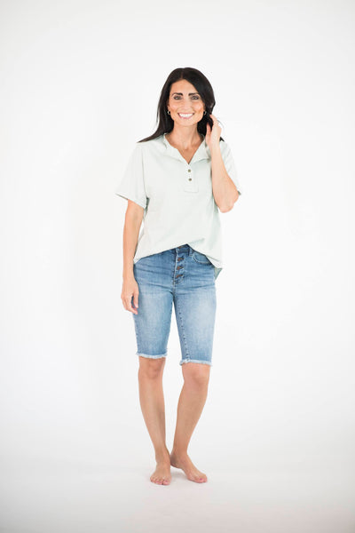 Wren Stripe Top in Ivory & Sage