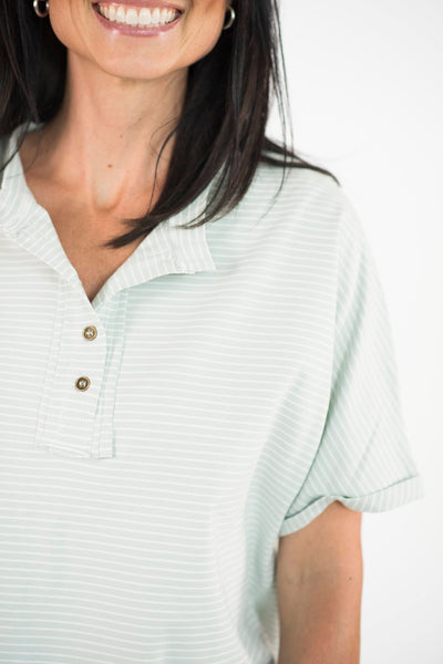 Wren Stripe Top in Ivory & Sage