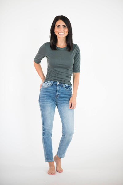 Trish Ribbed Top in Green