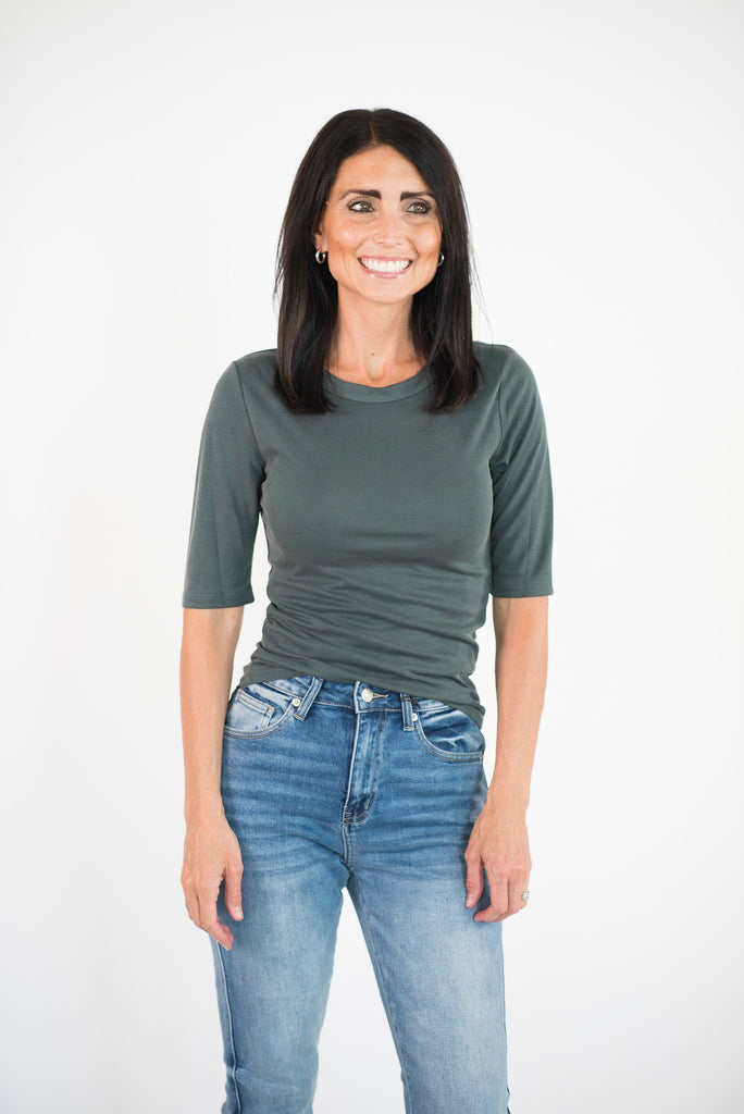 Trish Ribbed Top in Green