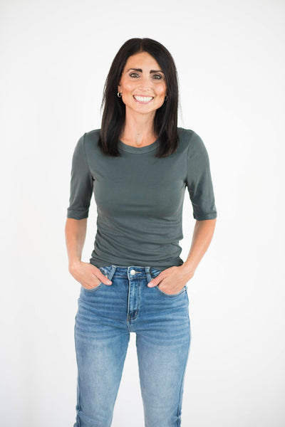 Trish Ribbed Top in Green