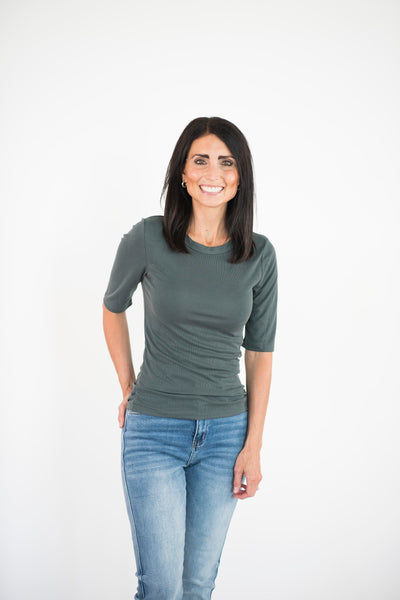 Trish Ribbed Top in Green