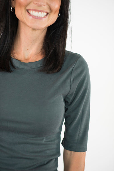 Trish Ribbed Top in Green