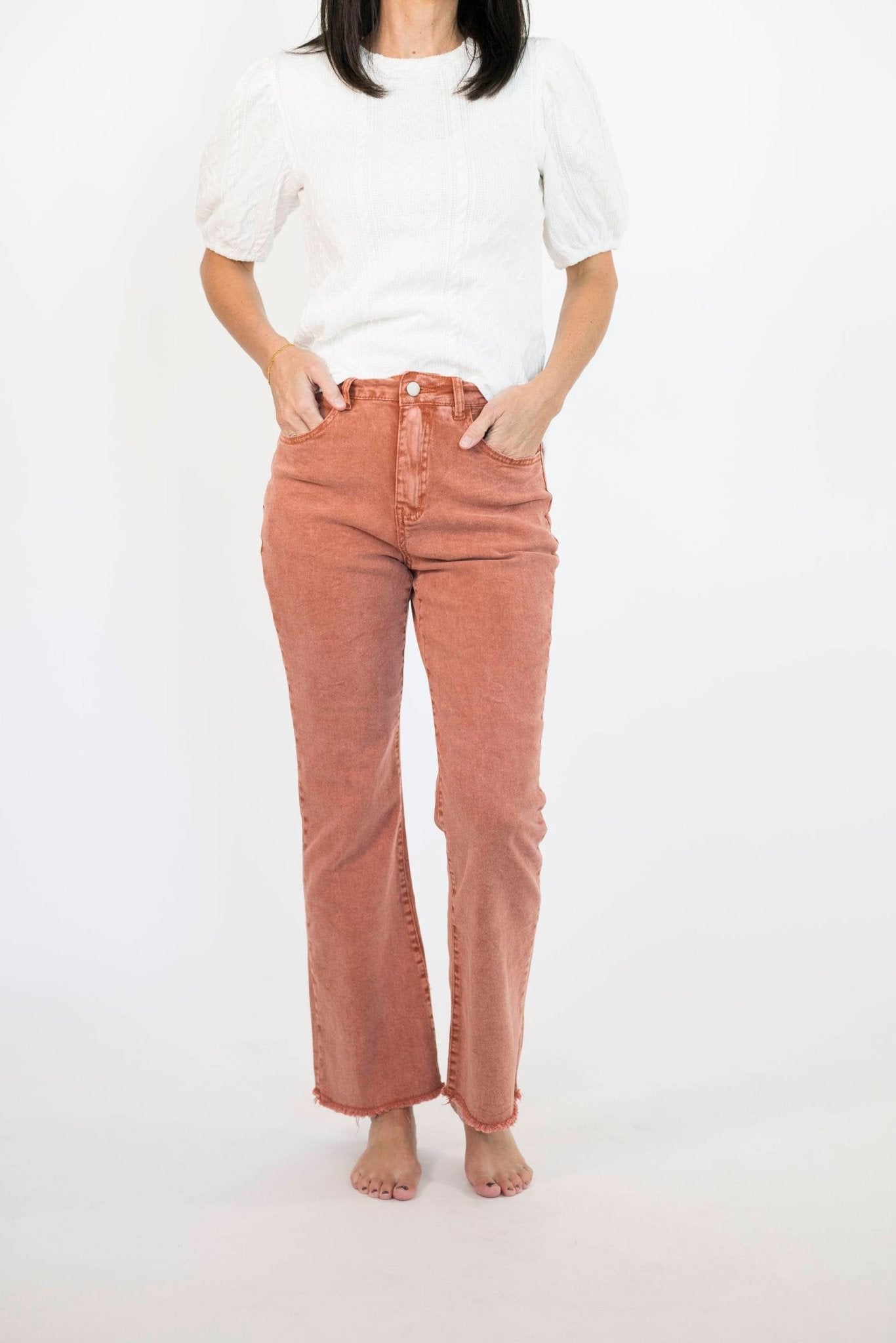 Sidnee Flared Pants in Rust — Brooklyn Blush women's boutique, Draper Utah