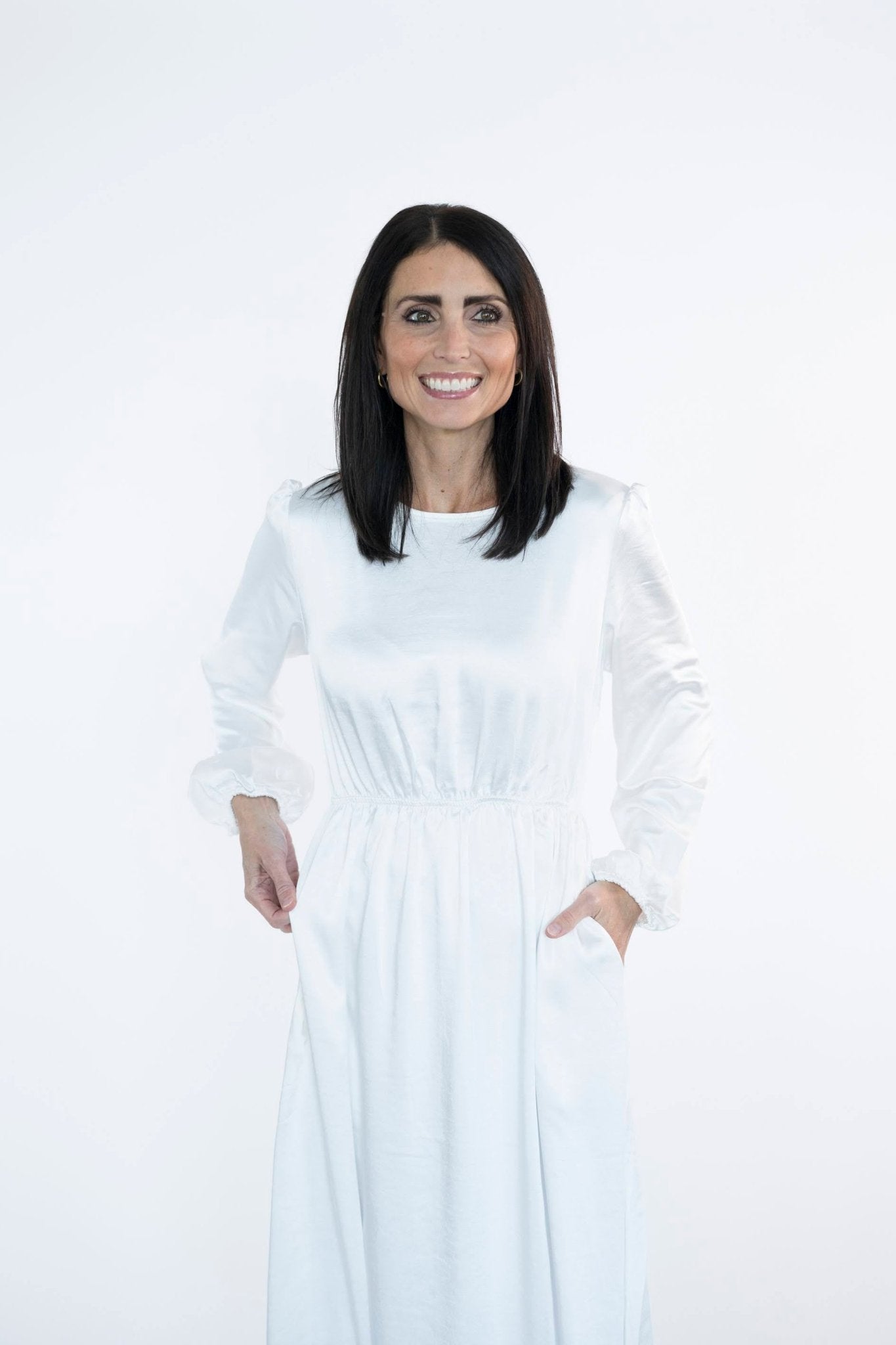 Satin Temple Dress — white satin LDS temple dress, view 5