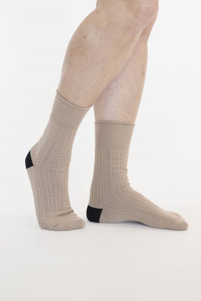 Scalloped Edge Socks in Taupe