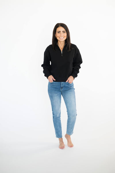 Kiki Zip Sweatshirt in Black