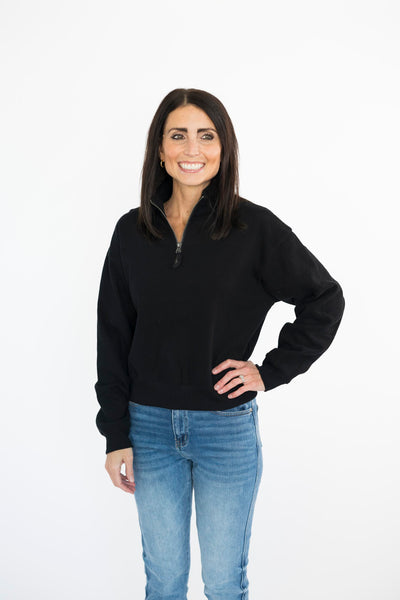 Kiki Zip Sweatshirt in Black