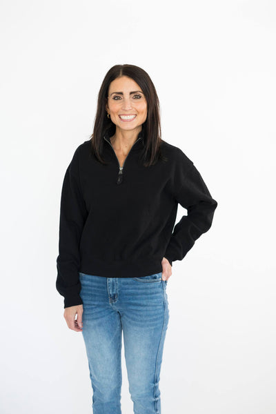 Kiki Zip Sweatshirt in Black
