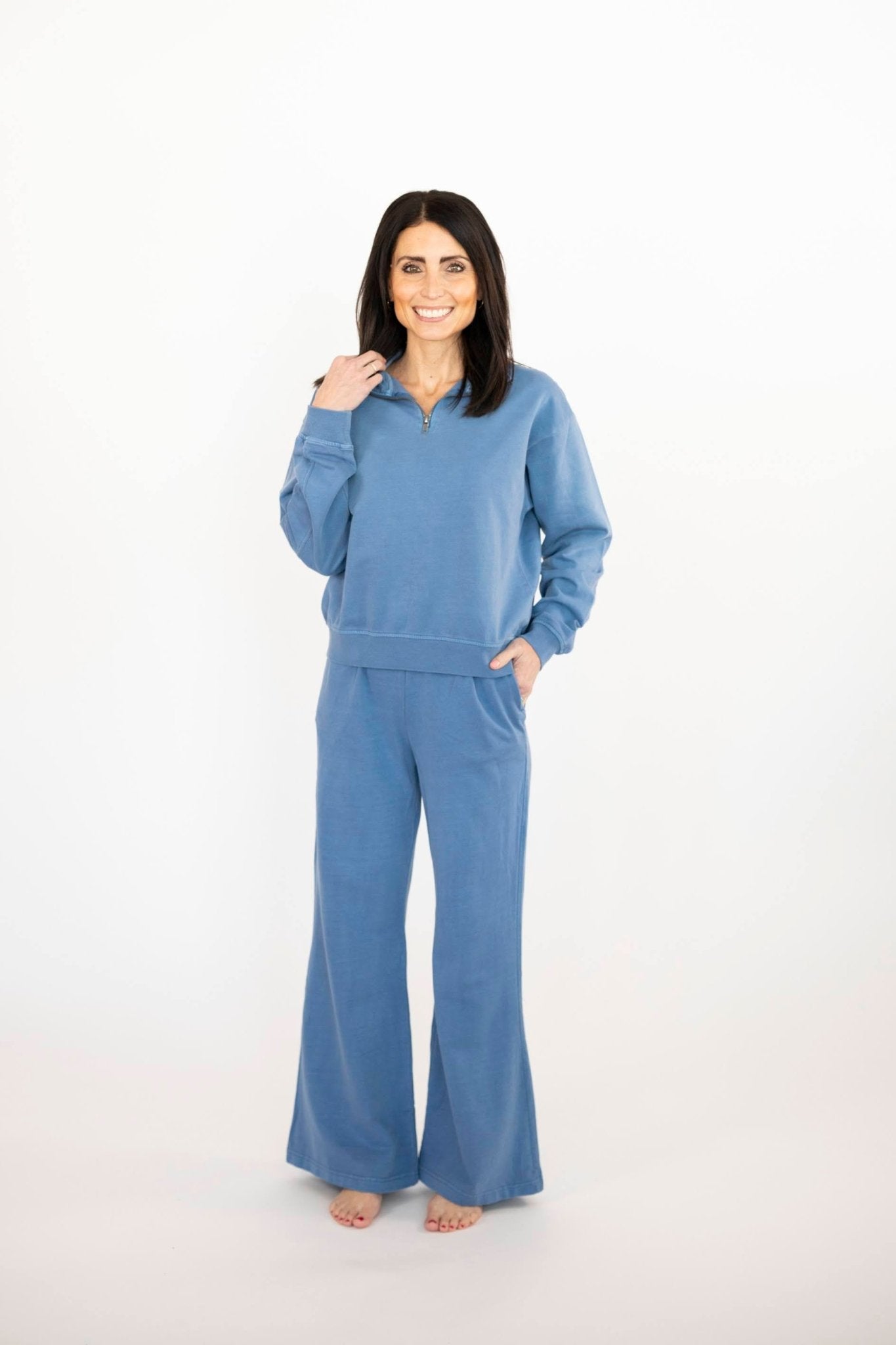 Liza Half Zip Sweatshirt in Blue