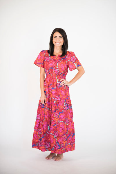 Francesca Smocked Waist Maxi in Rust