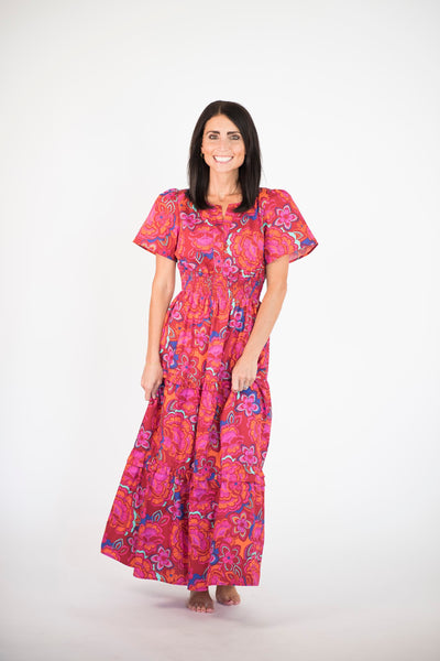 Francesca Smocked Waist Maxi in Rust