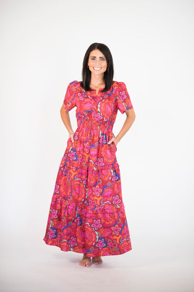 Francesca Smocked Waist Maxi in Rust