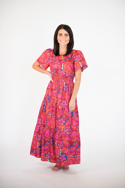 Francesca Smocked Waist Maxi in Rust