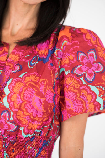 Francesca Smocked Waist Maxi in Rust