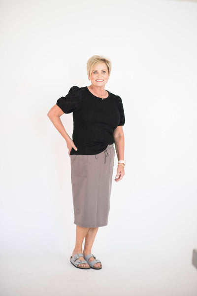 Bailey Eyelet Sleeve Top in Black