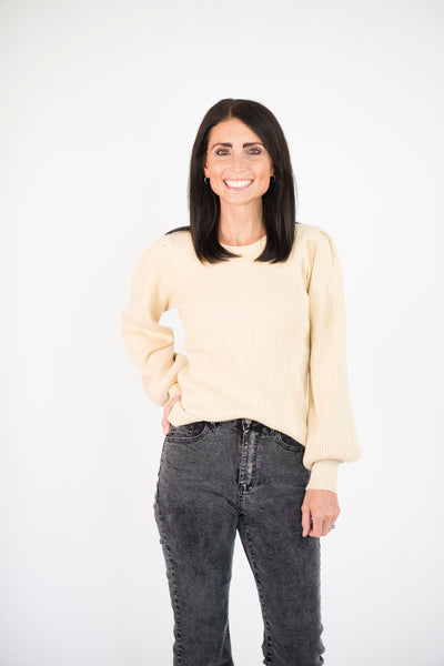 Selina Ribbed Sweater in Pale Yellow