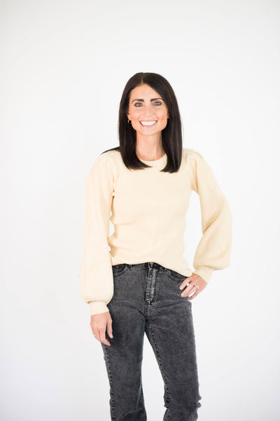 Selina Ribbed Sweater in Pale Yellow