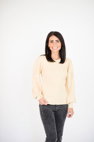 Selina Ribbed Sweater in Pale Yellow