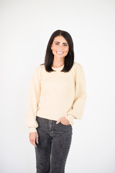 Selina Ribbed Sweater in Pale Yellow