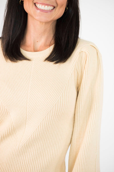 Selina Ribbed Sweater in Pale Yellow