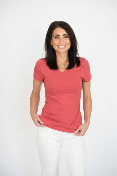 Terra V Neck Tee Mineral Red