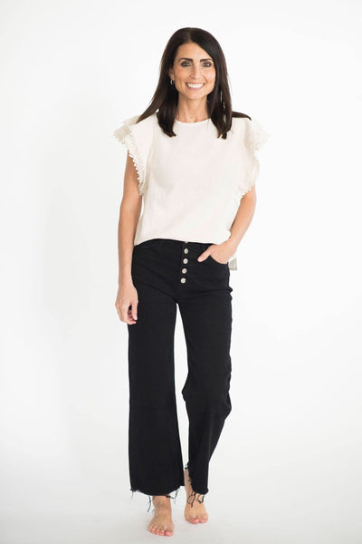 Rhea High Rise Cropped Jeans in Black