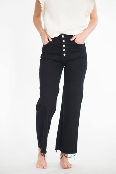 Rhea High Rise Cropped Jeans in Black