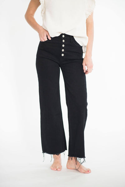 Rhea High Rise Cropped Jeans in Black