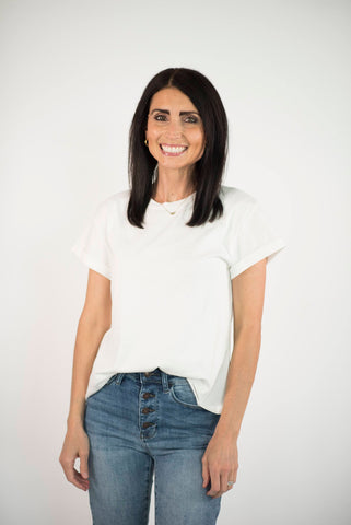 Barry Cuffed Sleeve Top in White