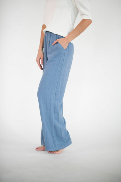 Santana Linen Pants in Blue