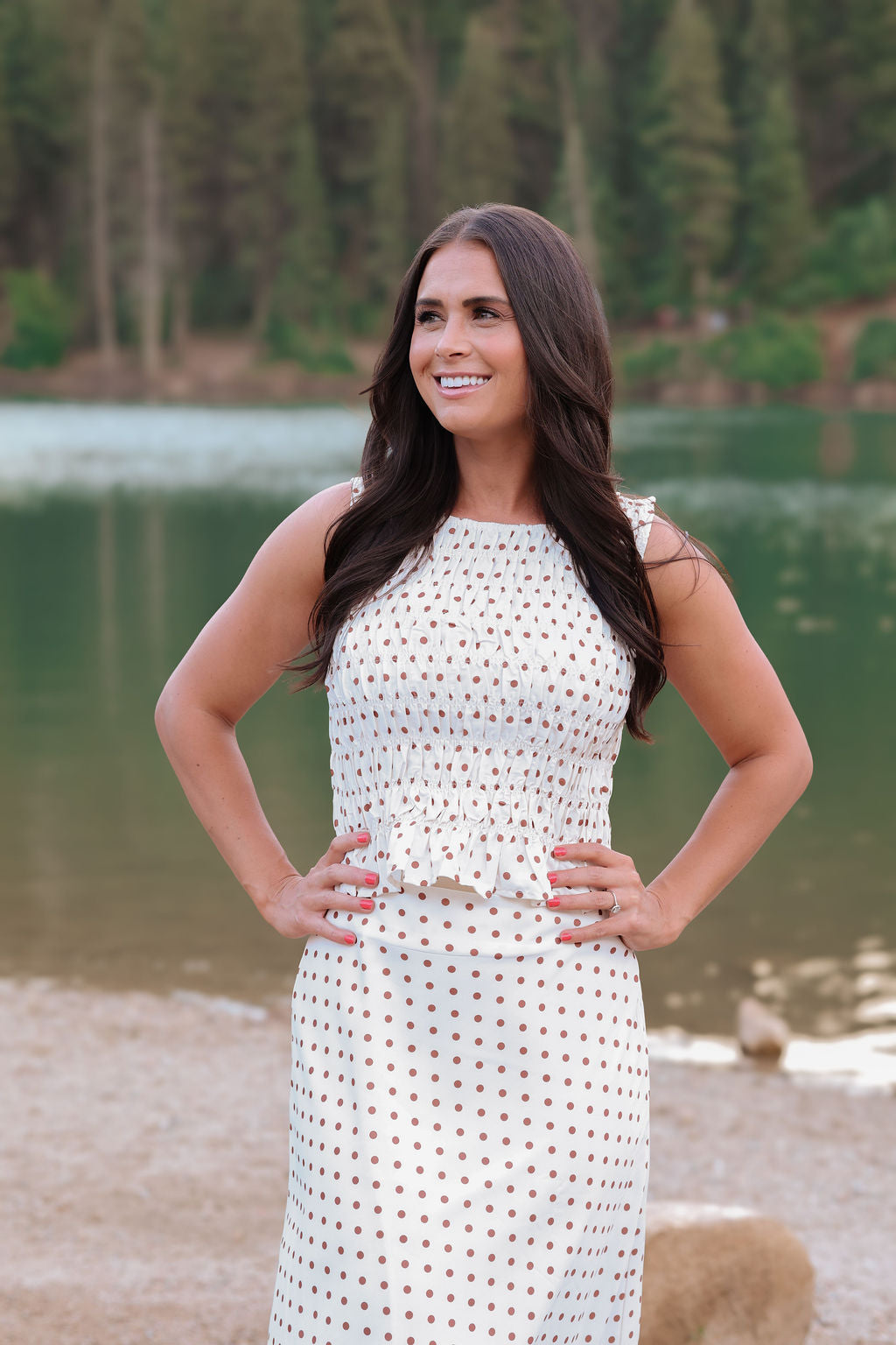 Finley Polka Dot Skirt in Brown