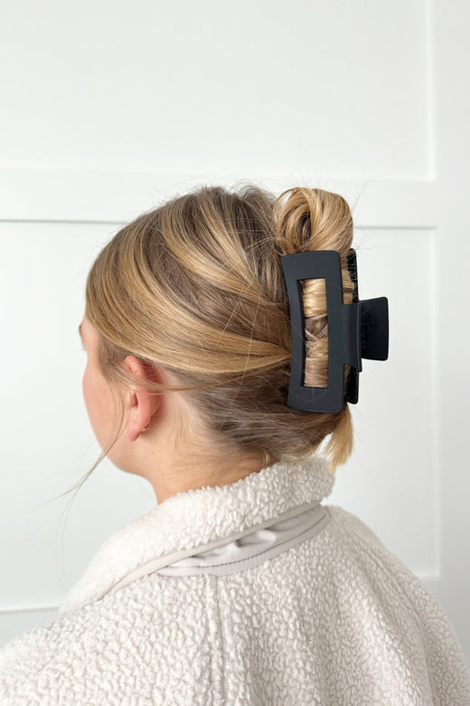 Black Rectangle Hair Claw Clip — Brooklyn Blush, Draper Utah