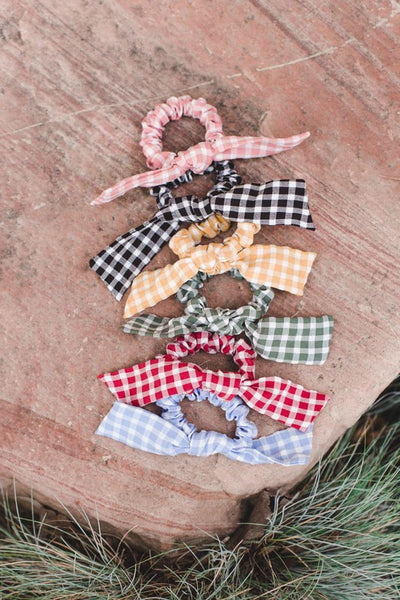 Blue Gingham Tie Scrunchie