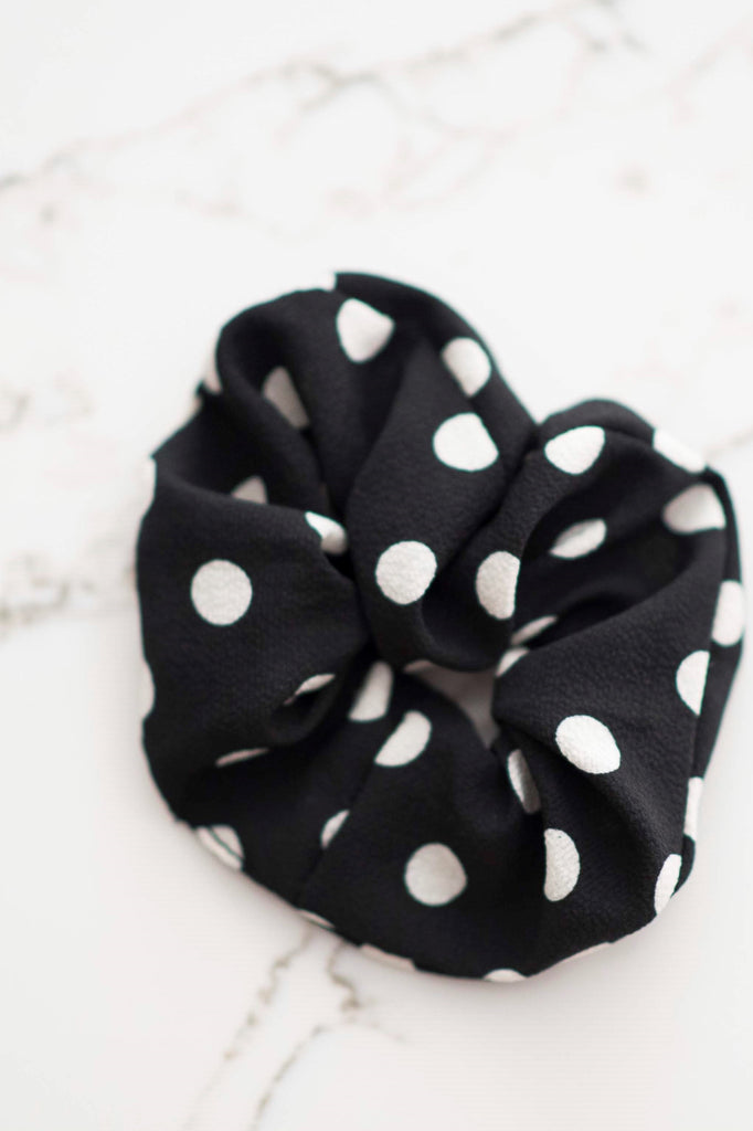 Black Polka Dot Scrunchie