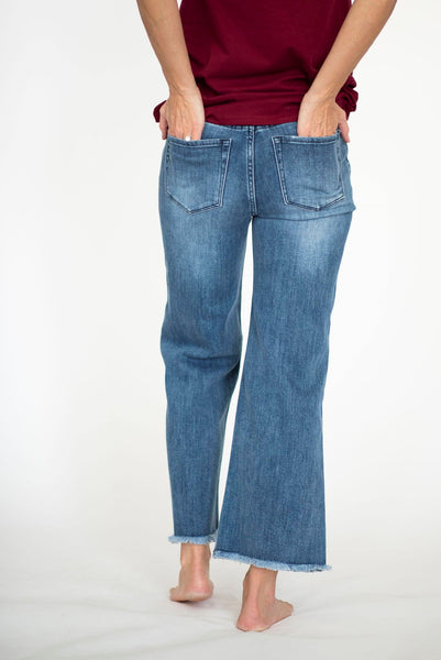 Rhea High Rise Cropped Jeans in Mid Denim