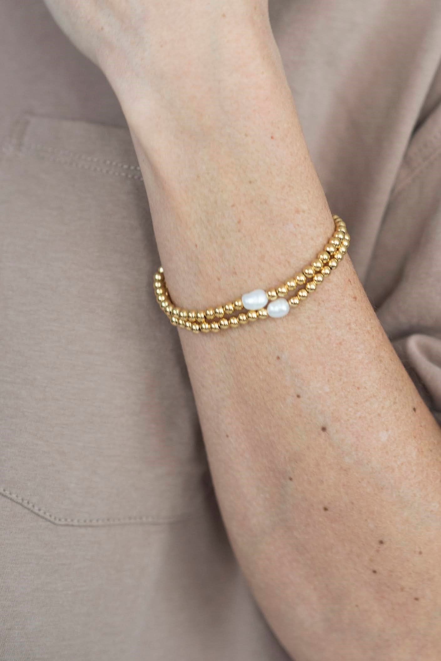 Beaded Pearl Bracelet — Brooklyn Blush, Draper Utah