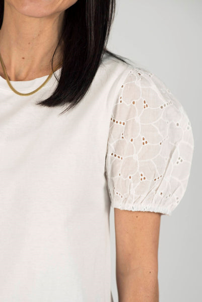 Lucie Eyelet Sleeve Blouse in Ivory