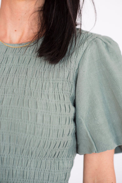 Kaiser Puff Sleeve Dress in Jade