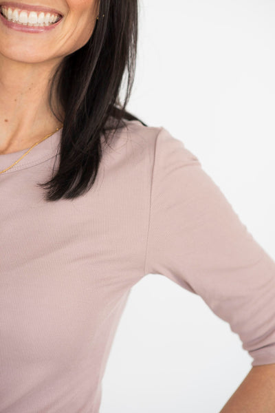 Trish Ribbed Top in Mauve